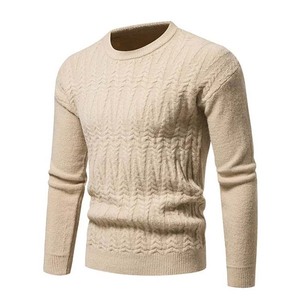 100% Cotton Men's <b>Pullover</b> <b>Sweaters</b> OEM Custom Made Front Logo Anti-Shrink Breathable Long Sleeve Winter Knitwear - Product Image 3