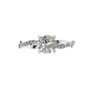 Anillo de Compromiso y Matrimonio de Platino 950 con Corte Brillante Redondo Cultivado en Laboratorio, Certificado IGI, con Engaste de Puntas y Baño de Rodio - Product Image 3