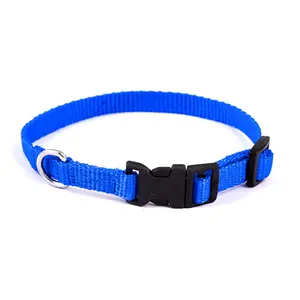 Adjustable Multi-Color Puppy Collar ,12 mm Width Perfect for Dogs, Cats, and Rabbits ,Nylon Collars with Customized Logo, Blue