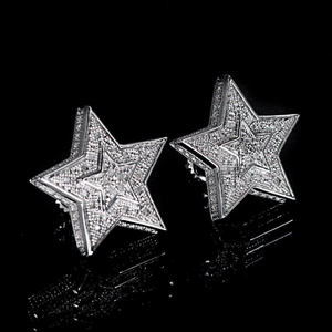 925 Sterling Silver Iced Moissanite Diamond Stud <b>Earrings</b> VVS <b>Screw</b> <b>Back</b> with <b>Gold</b> Plating Cute Style for Women's Gift - Product Image 3