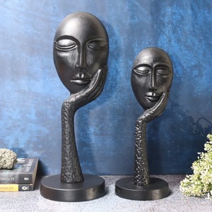 Visage argenté contemporain Sculpture d'art Accent de table décoratif pour la décoration intérieure Affichage de bureau Cadeau de mariage Pièce maîtresse - Product Image 4