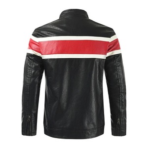 Men's Trendy Motorcycle Jacket Autumn Winter <b>Down</b> Wool Lined PU Leather Jacket with Standing Collar for Middle-aged Elderly - Product Image 3