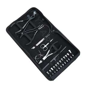 Kit d'outils professionnels pour extensions capillaires de salon avec presse à bandes adhésives, pinces à sertir et à retirer les perles, sertisseuse plate, peigne à boucles - Product Image 1