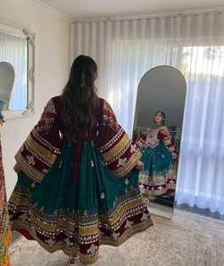 Unisex Designer Dress POM POM Embroidery Coin Beads Lace Featuring Ethnic Afghani Culture Embroidered Afghan Button Natural - Product Image 3