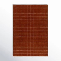 Custom Contemporary Terracotta Wool Carpet Handmade Small Grid Pattern Tufted Rug for Home Bedroom Home Decor Perfect Picnics