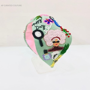 Black Theme Amusement Park Holiday Vibes Hand Embellished Hair Accessories Turban Style <b>Headbands</b> <b>for</b> <b>Women</b> From India - Product Image 4