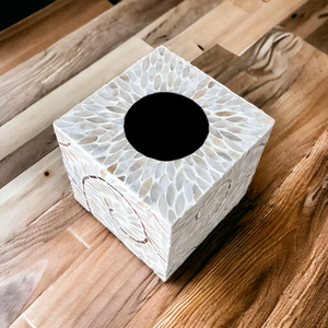 Couverture de boîte à mouchoirs rectangulaire rustique élégante nouvel affichage à la maison avec distributeur de résine incrustée de nacre boîte à mouchoirs en résine artisanat - Product Image 3