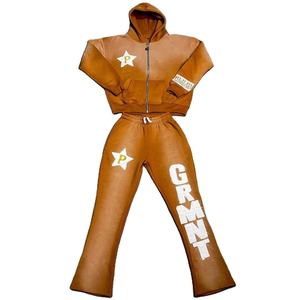 OEM Manufacturer Custom Design Screen Printed Breathable Street Wear Sun Fade Unisex Tracksuit High Quality Hoodie Sweatpants - Product Image 5
