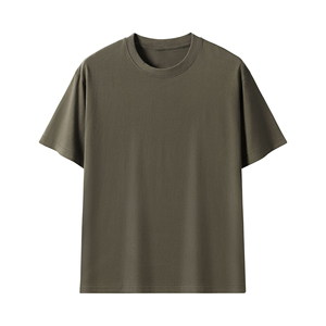 2025 T-shirt uni à manches courtes col rond personnalisé pour hommes 100% coton biologique grande taille 240 grammes poids Style décontracté - Product Image 1