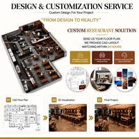 Meubles de restaurant sur mesure uniques, chaise rembourrée en velours vert, structure en métal doré, banquette demi-ronde