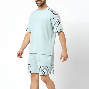 Nueva Camiseta estampada de talla grande de verano para hombre y conjunto corto con logotipo personalizado 100% algodón transpirable de secado rápido - Product Image 4