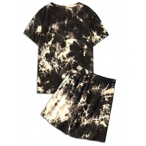 Conjunto de manga corta transpirable de algodón para hombre, ropa informal, trajes personalizados para hombre, conjuntos de estilo de gimnasio, conjunto corto de lavado ácido - Product Image 2