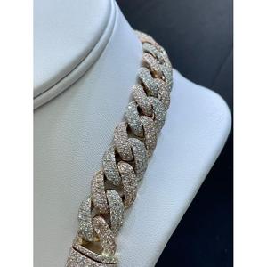 Collier chaîne cubaine en moissanite plaqué or rose pour homme, bijou hip-hop imposant, entièrement serti, coupe brillante ronde 16 mm - Product Image 6