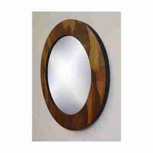 Juego de espejo de tocador de madera redondo de alta calidad con marco hecho a mano Venta caliente en la India Uso de pared a un precio razonable - Product Image 2