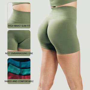 Wholesale High Waist <b>Women's</b> Fitness Gym Yoga <b>Shorts</b> Custom Logo Seamless Workout Apparel High Quality Fabric Sport Style Washed - Product Image 4