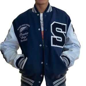 Chaqueta Varsity Corta de Lana para Hombre, Estilo Vintage, Personalizada OEM de MKB Enterprises, para Escuela o Universidad, con Cuello Alto y Cierre de un Solo Botón - Product Image 1
