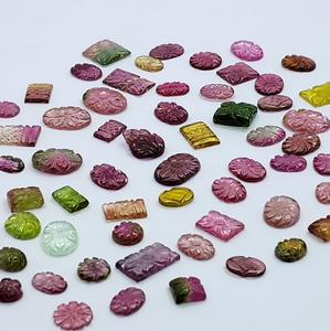 พลอยทัวร์มาลีนแกะสลักด้วยมือธรรมชาติแบบหลายธรรมชาติเครื่องประดับตกแต่งดีไซน์ดอกไม้ที่ไม่ซ้ำใครทำอัญมณีหลวมให้สีเล่น - Product Image 6