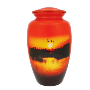 Lakeside Sunset Cremation Urn Tribute <b>Wreath</b> Option Custom Engraving Perfect for Adult Aluminium funeral supplies urns - Product Image 1