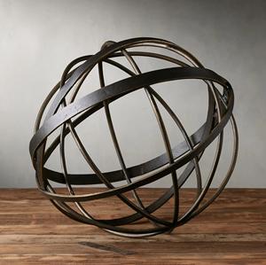 Sculpture en métal chère pour pièce maîtresse de table Sculpture de boule à la main décoration de table finie noire antique à vendre - Product Image 1