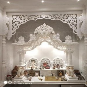 Mandir en marbre blanc naturel Prabhat Export, poli à la main, boîte en bois, écologique, durable, design traditionnel, pour la maison et le jardin - Product Image 1