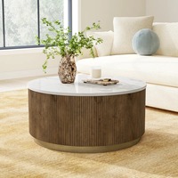 Mesa de Centro Redonda de Metal Ecológica y Moderna con Elegante Diseño de Botellero para Sala de Estar, Muebles para el Hogar M.R. ARTESANÍAS MR-1211