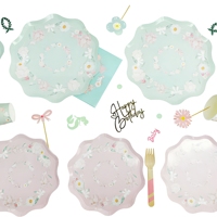 Assiettes en papier jetables pour fête fleurie, écologiques - 100% qualité alimentaire et sans BPA
