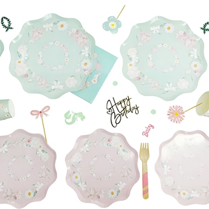 Eco-Friendly Flower Party Disposable Paper <b>Plates</b> - 100% Food Grade & BPA-Free - Product Image 1