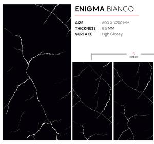 Enigma Bianco Carreaux Noir Foncé Très Brillant 600x1200mm Carreaux de Porcelaine Polie pour Villa Hôtel Haut de Gamme Place Intérieur - Product Image 2