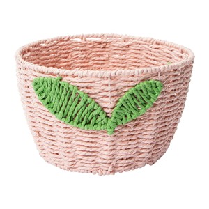 Natural <b>Paper</b> Basket with Green Leaf <b>Pattern</b> Eco Friendly Handmade Storage for Home Decor - Product Image 1