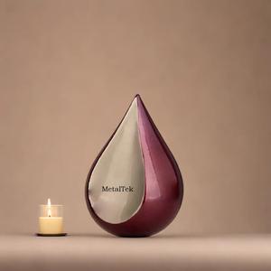 Urnas funerarias de cremación para adultos en forma de lágrima, color rojo rubí plateado, de alta demanda, personalizables, a bajo precio, decorativas para entierro. - Product Image 3