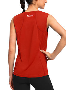 Camiseta de gimnasio OEM personalizada de talla grande para mujer, camiseta sin mangas de fibra de LICRA de poliéster transpirable, diseño de cuello redondo tejido con estampado sólido - Product Image 2