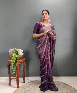 Sari Silk listo para usar fiesta India ropa de boda en precio al por mayor trabajo de bordado tradicional banarasi Khadi - Product Image 6