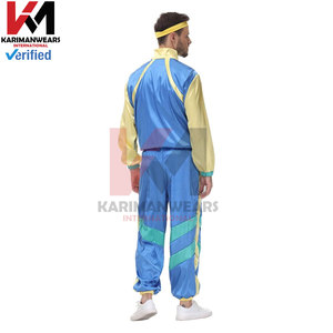 Ensemble de survêtement rétro imprimé color block années 80-90 pour femmes et hommes, tenue vintage coupe-vent, veste zippée à manches longues assortie - Product Image 6