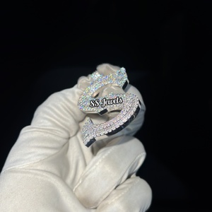 Colgante de plata 925 con iniciales personalizadas, collar de estilo hip hop de moissanita de nueva moda - Product Image 2