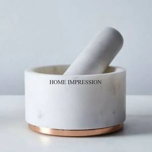 Mortero de tamaño pequeño de forma redonda hecho de mármol de Color negro con base de madera y Maja Utensilios de cocina Suministros de herramientas para hierbas y especias - Product Image 5