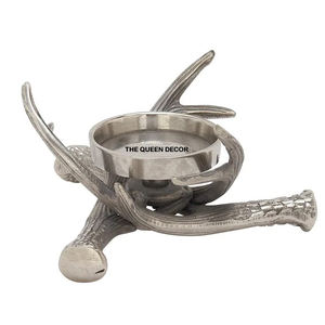 Bougeoir aspect bois de cerf fait main aluminium métal plaqué argent pour mariage et salle de fête maison hôtels restaurants décoration - Product Image 1