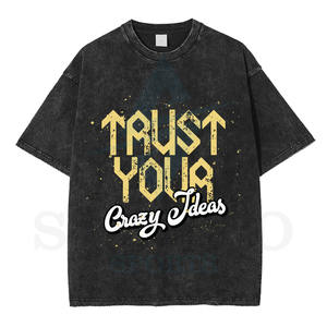 Logo personnalisé graphique Vintage 300 gsm lourd coton surdimensionné neige acide lavé blanc t-shirt hommes - Product Image 1