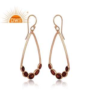 Offre spéciale Boucles d'oreilles en argent sterling plaqué or rose avec grenat naturel et pierres précieuses Fabricant de bijoux personnalisé - Product Image 3