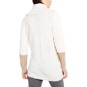 Maglione Casual da Donna Calvin Klein con Collo ad Anello e Cuciture Miste Bicolore, Bianco, Taglia Piccola - Product Image 2