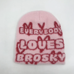 Gorros de invierno de diseñador de alta calidad Nuevo estilo Impresión digital Jacquard Knit Cuffless Beanie Sombreros de mohair personalizados para viajes - Product Image 3