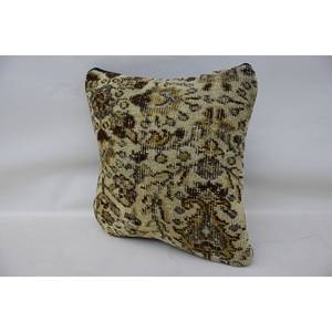 Oreiller en laine patchwork floral Kantha 14x14 pouces Beige coussin Vintage brodé imprimé coussin décoratif tissé uni 18x18 - Product Image 3