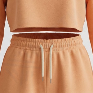 Custom Women Clothing Heavy Weight Crew Neck Tracksuit Latest Design Baggy Two Piece <b>Distress</b> Hoodie Sweatpants Set Sportswear - Product Image 5