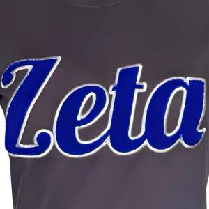 Zeta Chenille Tee Blue with White Script Letters Sorority Apparel Cotton Collegiate Greek Life Women Embroidered T Shirt - Product Image 4