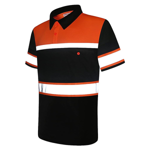 Camisetas Polo personalizadas con tiras reflectantes Hi Viz, ropa de seguridad, cuello en contraste, camisetas de manga corta de retazos de alta visibilidad para hombre - Product Image 3