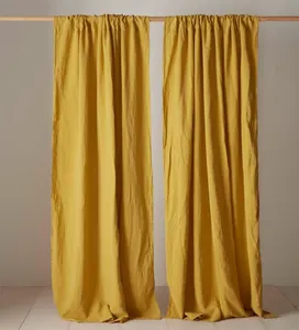 Mustard Natural Linen Curtain For Living Room Decoration Royal Look Window Decoration Curtains Made With 100% Pure Linen