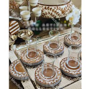 ถาดไม้ฝังลายดอกไม้ทรงกลมสวยงาม จากผู้ผลิตในอินเดีย ราคาดีที่สุด - Product Image 1