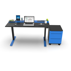 SMARTDESK Adjustable Height Foldable Wooden PC Gaming <b>Desk</b> Blue & <b>Black</b> for Living Room <b>Computer</b> Use - Product Image 3