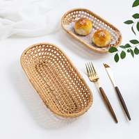 Panier à fruits et légumes élégant, écologique, moderne, simple, en rotin blanchi, de forme ronde/ovale, design flexible, esthétique, avec dentelle