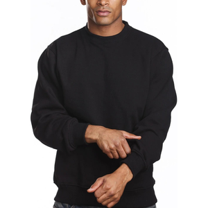 Pull-over noir à manches longues, col rond, en polyester/coton, respirant, écologique, brodé et gaufré sur mesure, grande taille, chaud pour l'hiver - Product Image 1