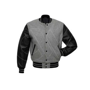 Vestes universitaires en laine pour hommes, style tendance, manches en cuir personnalisées, col montant, hiver, sur mesure - Product Image 1